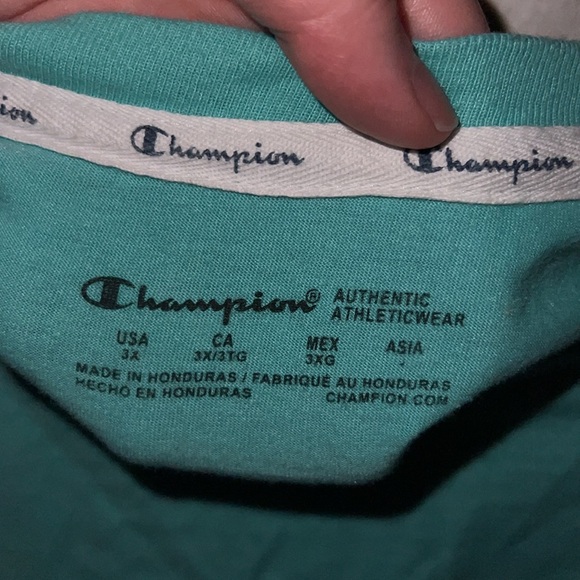Champion Boxy Fit Short Sleeve T Shirt 3X Teal Blue Crew Neck Used - Picture 3 of 5